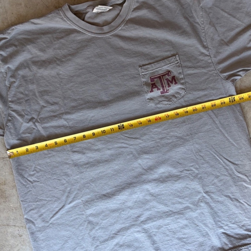 Comfort Colors Texas A&M University T-Shirt Mens 2XL Grey Pocket Tee 12th Man - Picture 7 of 9